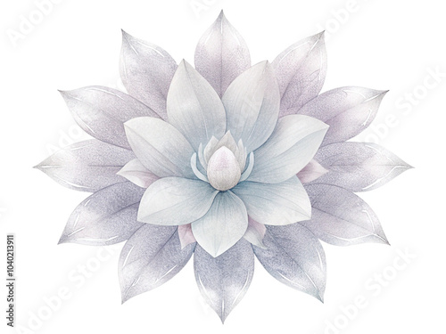 Watercolor Flower Illustration With Blue And Pink Petals, Cut Out.