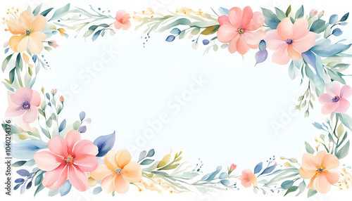 Set of floral bouquet of colorful flowers, Watercolor, flowers frame, Botanical plant illustration , elegant watercolor, mother's day, women's day, banner, templates, ai	