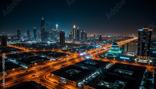 Wallpaper Mural  Vibrant cityscape at night illuminated by bright lights and bustling streets Torontodigital.ca