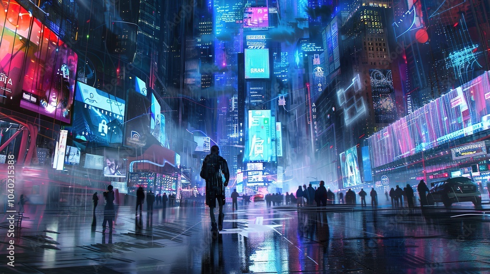 Modern Network Security Interface: Intricate Cyber Defenses, Encrypted Data Streams, Neon Cityscape Backdrop Modern Network Security Interface: Intricate Cyber Defenses, Encrypted Data Streams, Neon Cityscape Backdrop