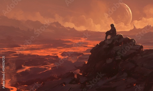 Wallpaper Mural Contemplation Amidst Alien Landscape at Twilight Torontodigital.ca