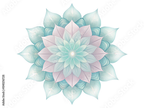 Watercolor Flower Illustration With Blue And Pink Petals, Cut Out.