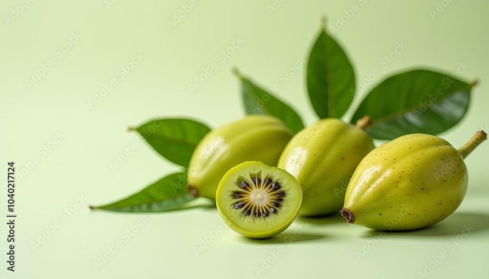 Obraz premium Fresh kiwi fruit with vibrant green skin and juicy flesh ready to be enjoyed