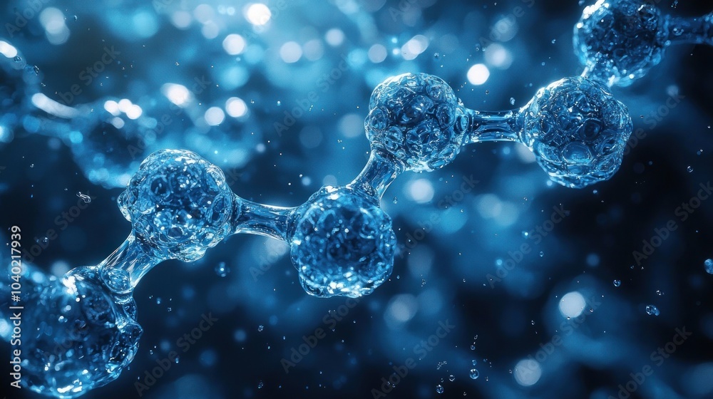 Crystal blue molecular line with luminescent details Crystal blue molecular line with luminescent details