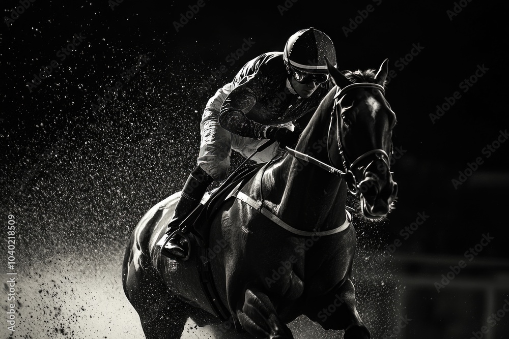 Naklejka premium Rider and Brown Horse