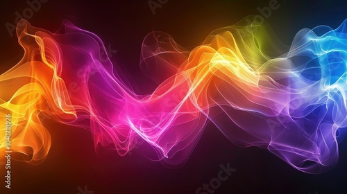 Abstract spectrum of light painting streaks on black background