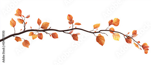 Wallpaper Mural Autumn Branch with Orange Leaves Isolated on White Background Torontodigital.ca