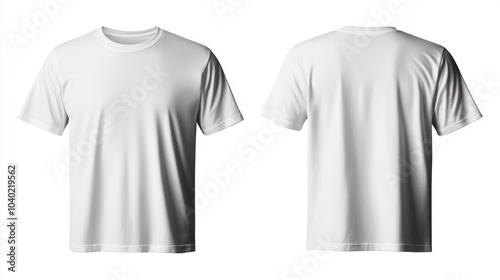 Plain White T-Shirt Front and Back View Isolated on White BackgroundPlain White T-Shirt Front and Back View Isolated on White Background 