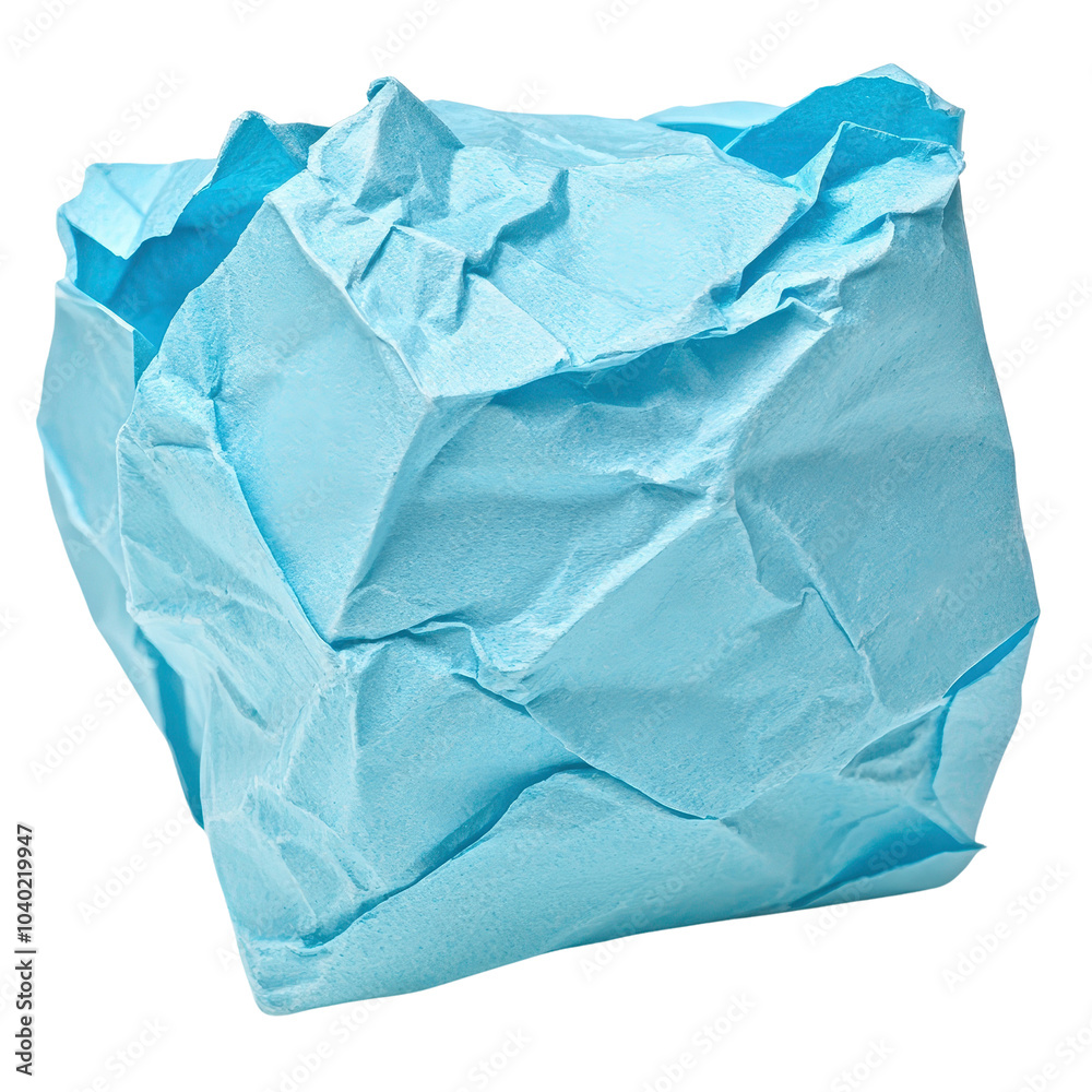 Obraz premium Crumpled Blue Paper Texture Abstract Background Design Element