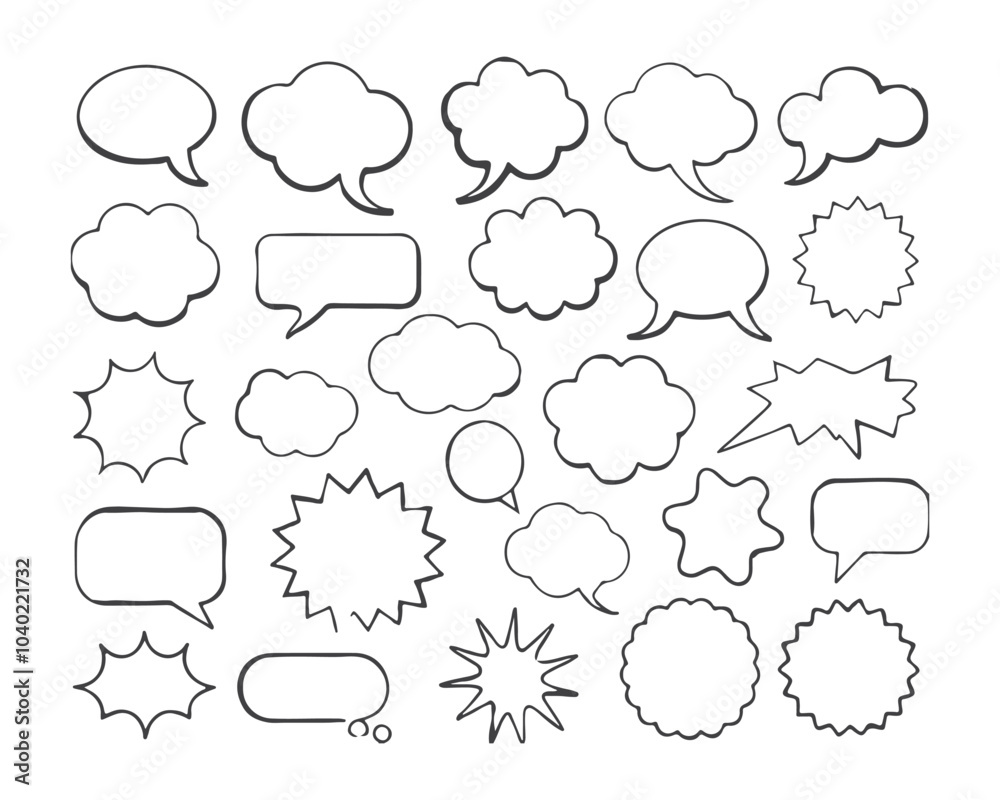 Speech bubble, speech balloon, chat bubble line art vector icon for apps and websites Speech bubble, speech balloon, chat bubble line art vector icon for apps and websites
