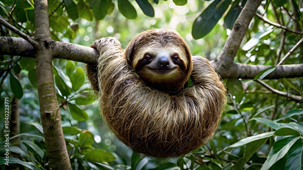 Fototapeta premium Sloth Banner Template