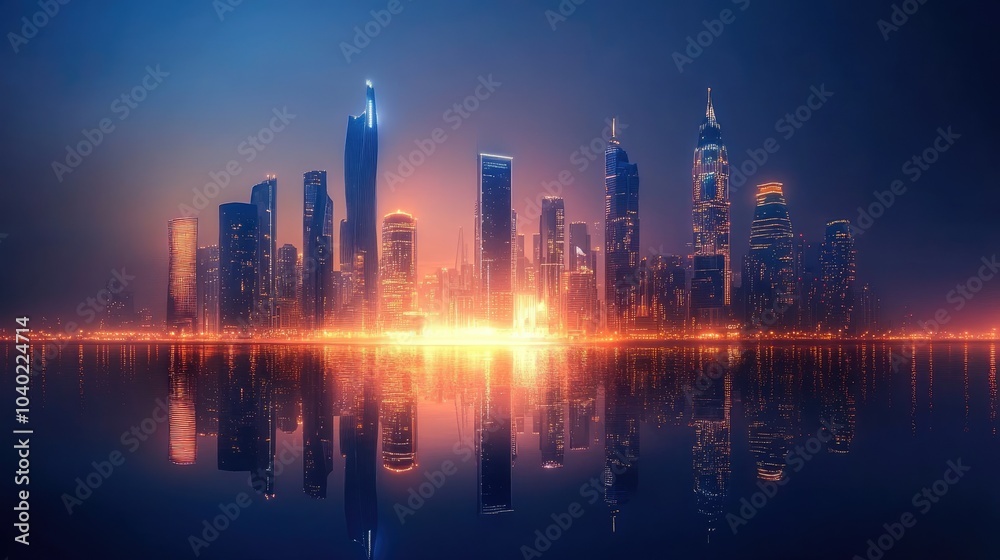 Futuristic cityscape with modern architecture and ample space for your message