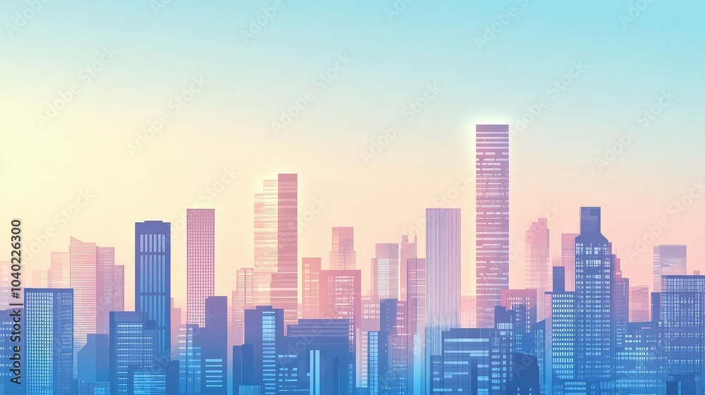 Futuristic modern cityscape with sleek skyscrapers and ample copy space Futuristic modern cityscape with sleek skyscrapers and ample copy space