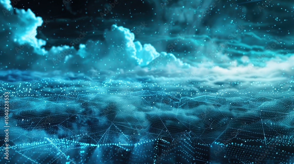 Fototapeta premium Digital data processing in the virtual cloud abstract background