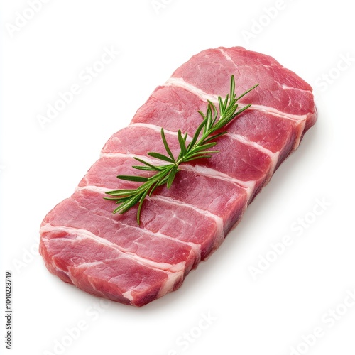 Fresh Pork Tenderloin Slices with Rosemary Garnish