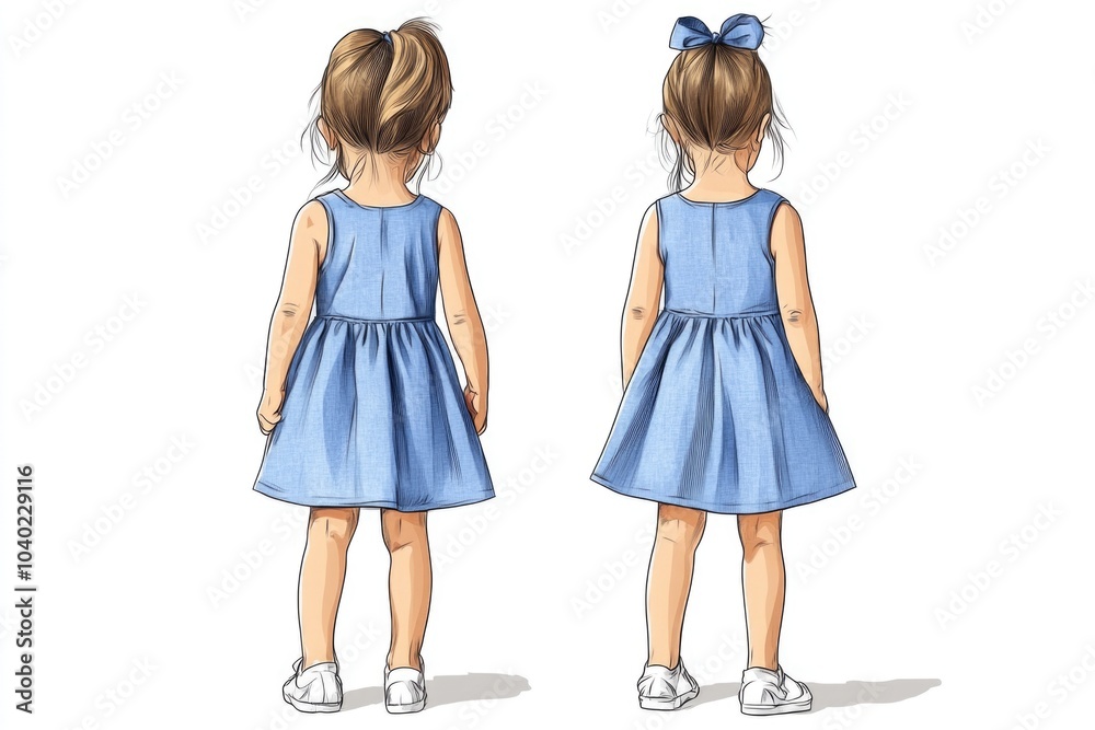 A young girl wearing a bright blue dress, smiling and looking directly at the camera A young girl wearing a bright blue dress, smiling and looking directly at the camera