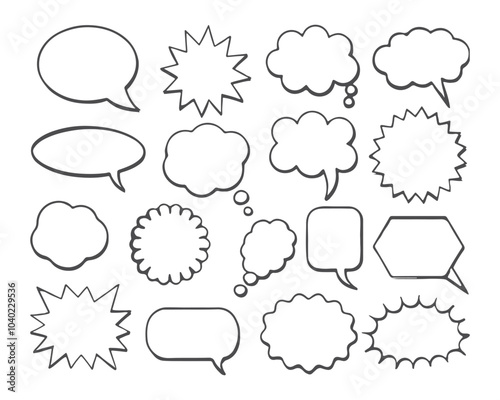 Speech bubble, speech balloon, chat bubble line art vector icon for apps and websites