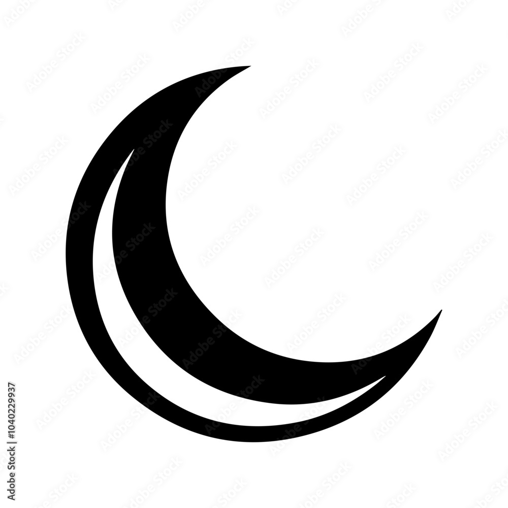 Crescent moon vector icon silhouette illustration Crescent moon vector icon silhouette illustration