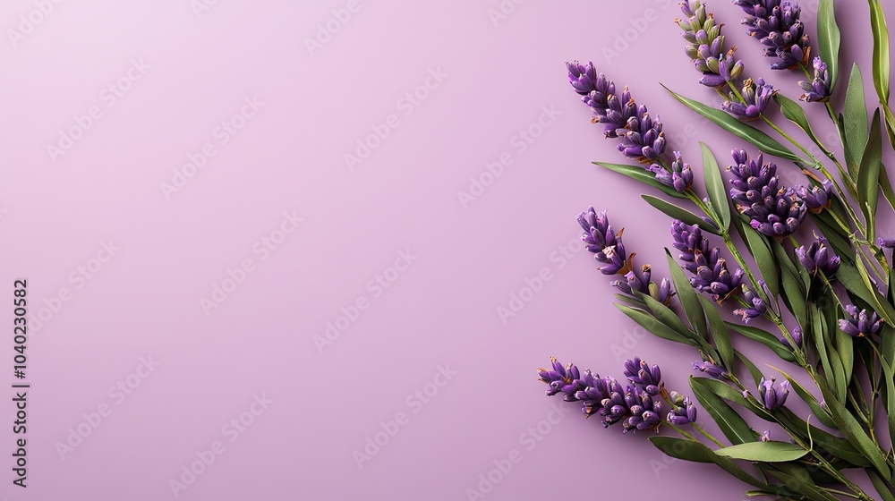 Delicate lavender flowers arranging gracefully against a soft purple background, creating a serene and calming aesthetic. Delicate lavender flowers arranging gracefully against a soft purple background, creating a serene and calming aesthetic.