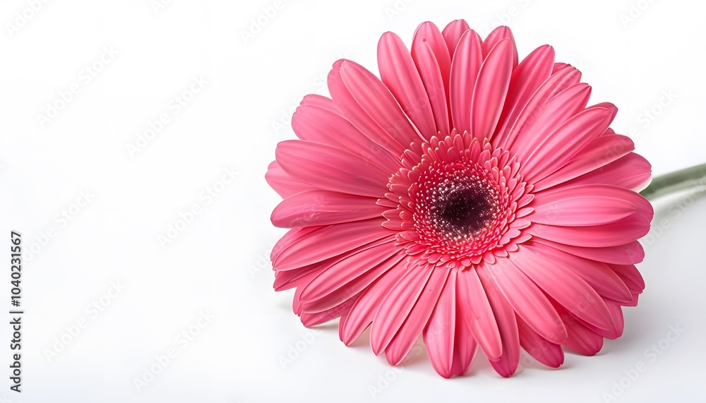 Single Bright Pink Gerbera Daisy on White Background Single Bright Pink Gerbera Daisy on White Background