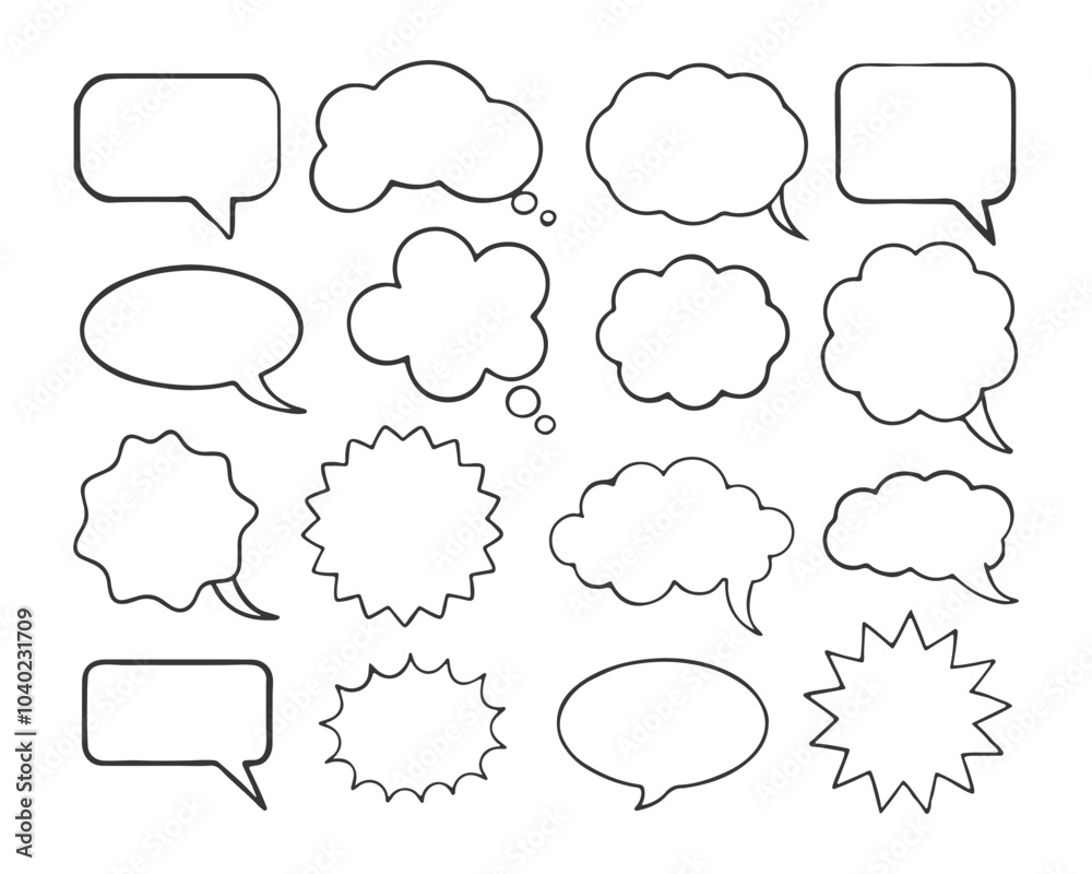 Speech bubble, speech balloon, chat bubble line art vector icon for apps and websites Speech bubble, speech balloon, chat bubble line art vector icon for apps and websites