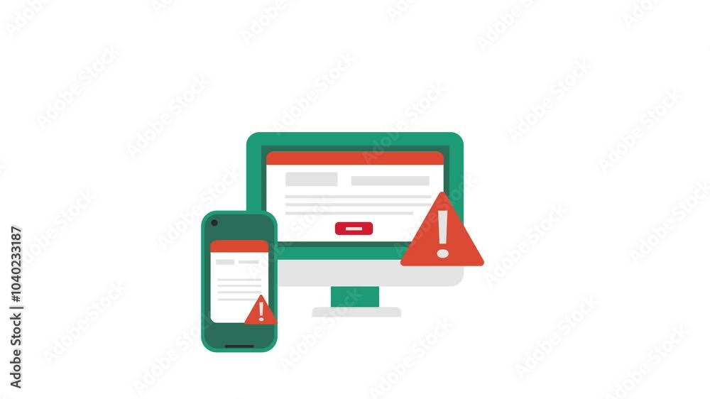 2D Motion Design: Monitor and Phone Warning Followed by Lock with Spy Symbol Animation 2D Motion Design: Monitor and Phone Warning Followed by Lock with Spy Symbol Animation
