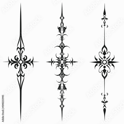 Gothic single line Divider Vector Art pack isolated on clean white background