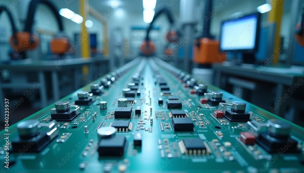  Hightech assembly line with precision electronics
