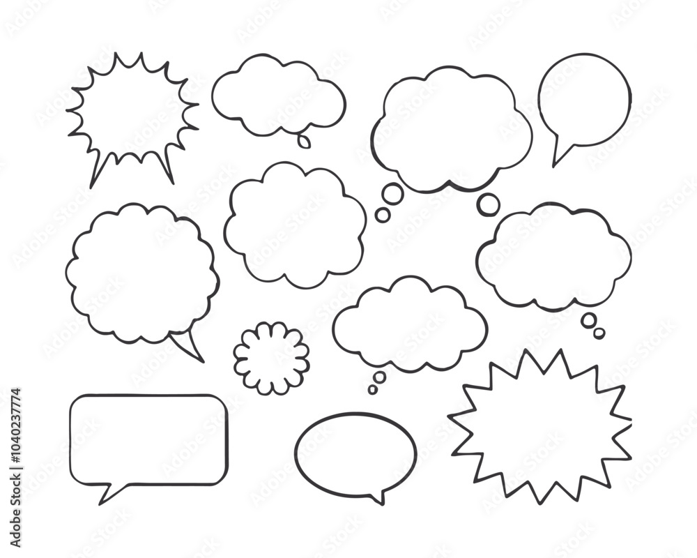 Speech bubble, speech balloon, chat bubble line art vector icon for apps and websites Speech bubble, speech balloon, chat bubble line art vector icon for apps and websites