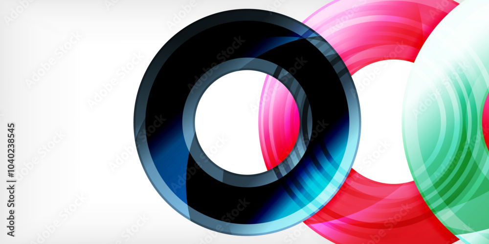 Fototapeta premium Bright colorful circles with light effects. Abstract background
