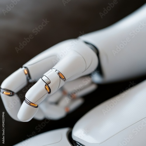 A close-up of a robotic hand showcasing advanced design and functionality.