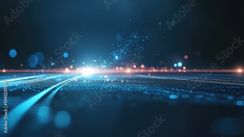 A blurred image of a city street at night with cars and buildings in the background