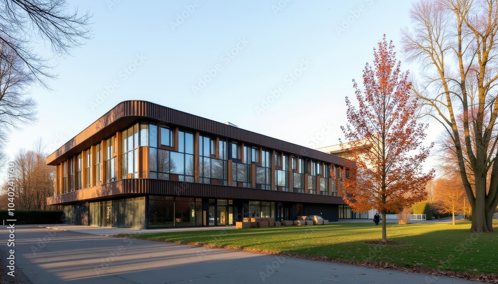Modern architecture meets natures autumn hues Modern architecture meets natures autumn hues
