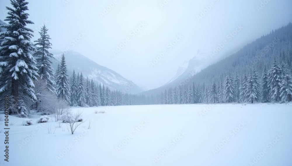 Fototapeta premium Snowy serenity in a winter wonderland