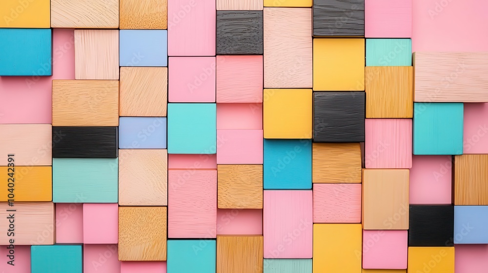 Wooden blocks with abstract icons geometric shapes and patterns set on a pastelcolored background, Wooden Blocks with Icons, Abstract and modern design Wooden blocks with abstract icons geometric shapes and patterns set on a pastelcolored background, Wooden Blocks with Icons, Abstract and modern design