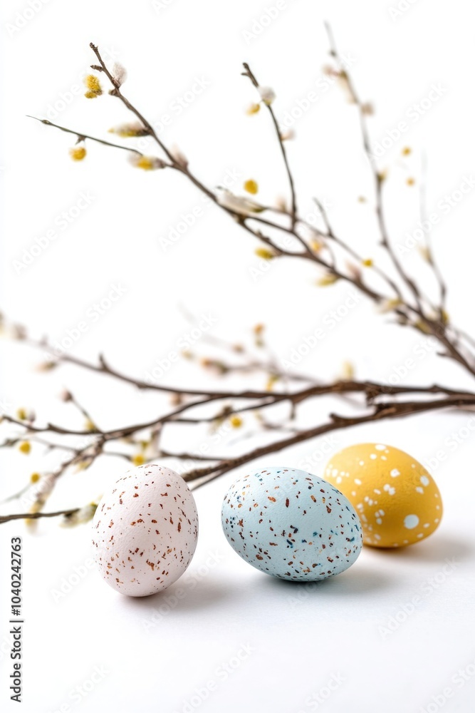 Eggs sitting on a tree branch, possibly abandoned or hidden away