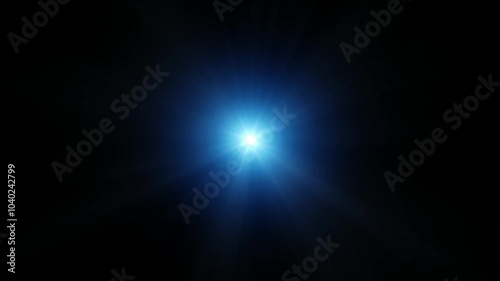 10 second loop of blue abstract light rays emanating from a center light source 