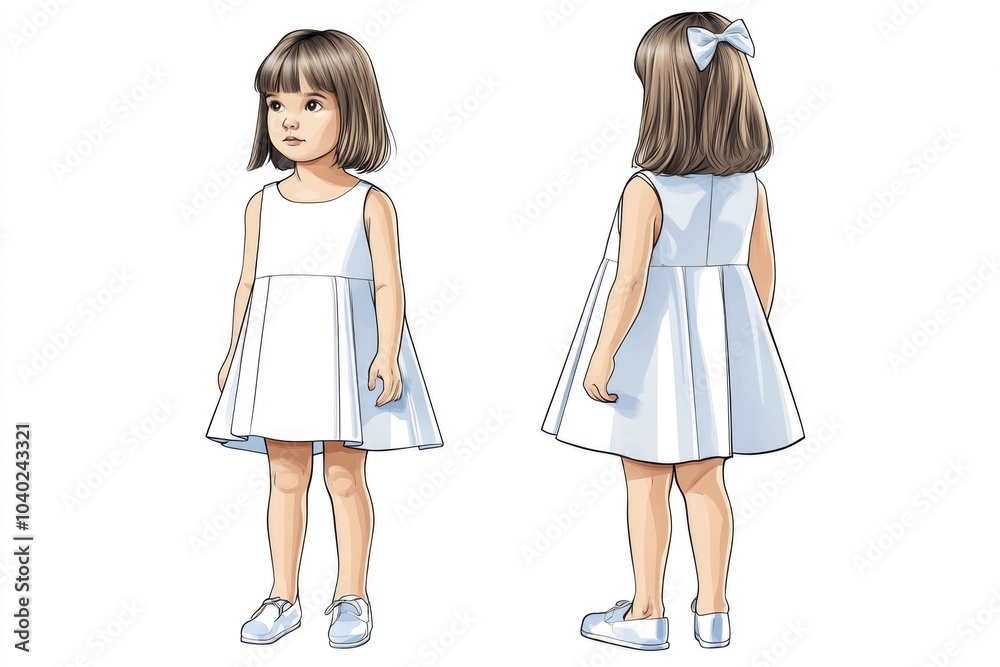 Young friends wearing matching white dresses, standing together Young friends wearing matching white dresses, standing together