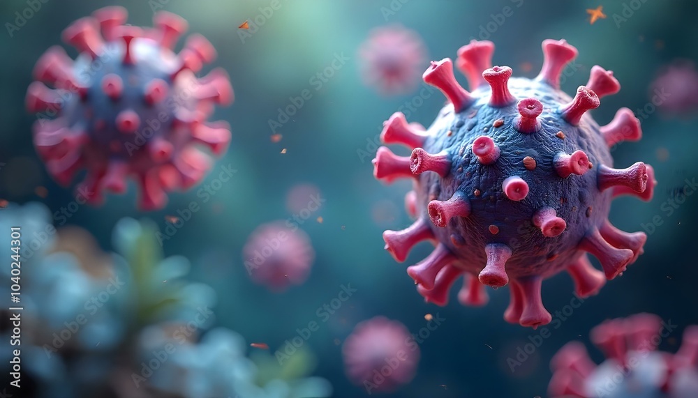 A close up view of virus particle against a blurred background A close up view of virus particle against a blurred background