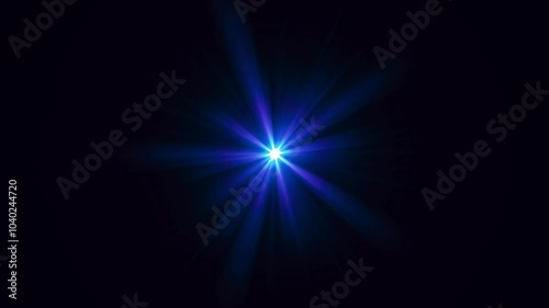 Blue loop Optical lens flare animation. Sun, heaven rays lights motion 