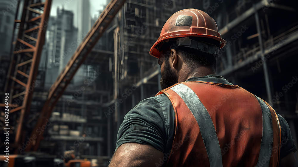 Bauarbeiter bei der Arbeit auf einer Großbaustelle Bauarbeiter bei der Arbeit auf einer Großbaustelle