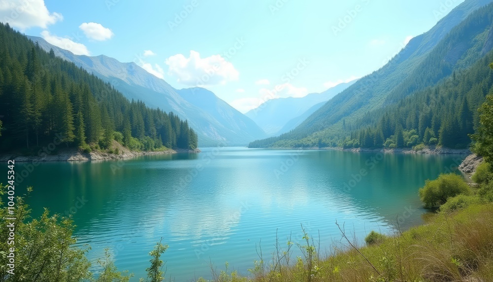 Tranquil mountain lake serene getaway Tranquil mountain lake serene getaway