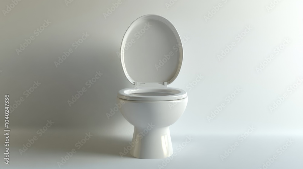 A white toilet sitting on a white floor A white toilet sitting on a white floor