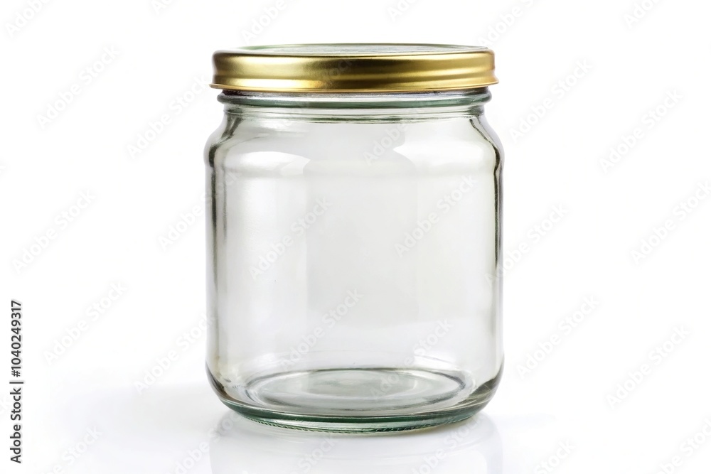 Aerial glass jar for storage and canning with thread isolated on white background Aerial glass jar for storage and canning with thread isolated on white background