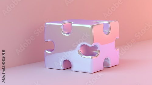 Shiny puzzle piece on a soft pastel background photo