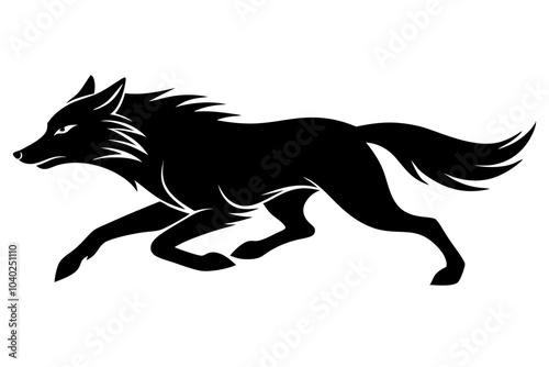 running wolf silhouette vector