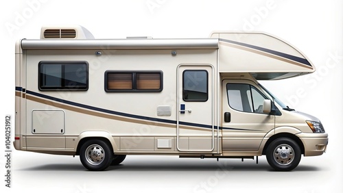 Aerial illustration of a recreational vehicle on white background