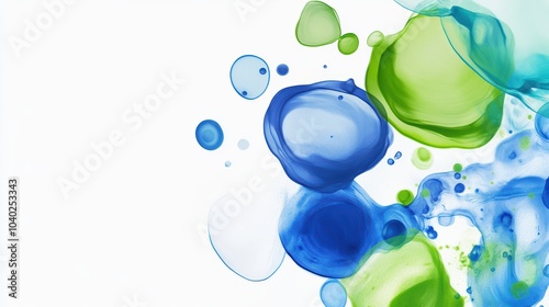 Abstract Colorful Droplets on White Background