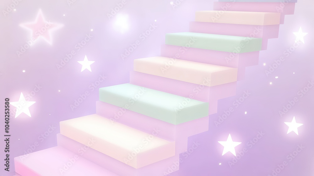 Dreamy Floating Staircase with Glowing Stars Dreamy Floating Staircase with Glowing Stars