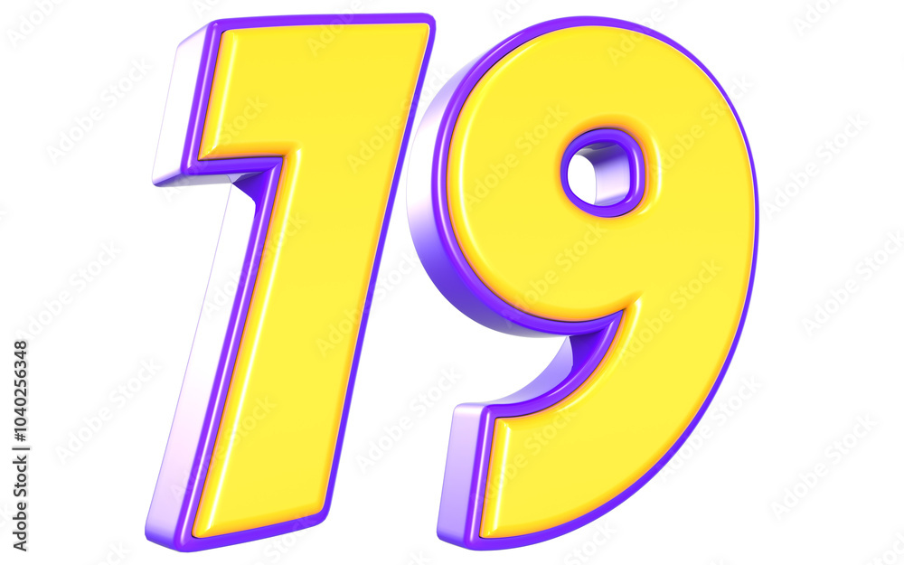 19 Number 3D Yellow And Purpale 19 Number 3D Yellow And Purpale